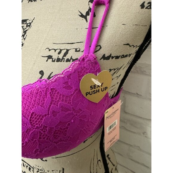 Juicy‎ Couture Intimates Size 34B Sexy Push Up Underwire Bra Venus Pink Lace New - Picture 2 of 11
